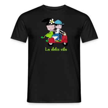 La dolce vita – Scooter Pair - Men's T-Shirt - black - Front - AI Model Male 178 light (178cm)