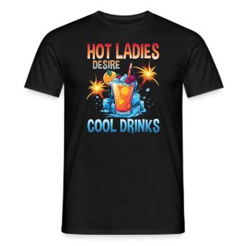 Cool Drinks Hot Ladies Summer Cocktail Party Motif - Men's T-Shirt - black - Front - AI Model Male 178 light (178cm)