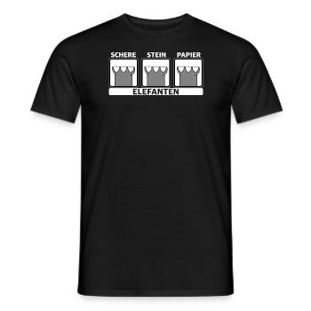 Schere, Stein, Papier | Elefant, Spiel, Party - Männer T-Shirt - Schwarz - Vorne - AI Model Male 178 light (178cm)