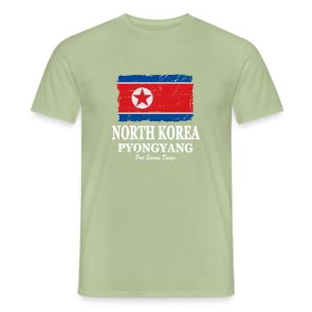 Flag of North Korea - Nord Korea Flagge - Men's T-Shirt - sage - Front - AI Model Male 178 light (178cm)