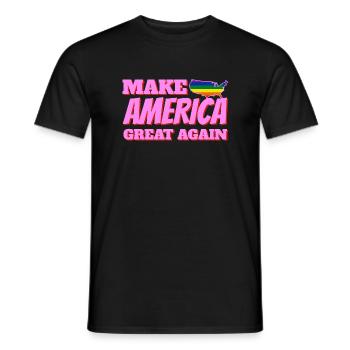 pride america queer gay lesbian love USA ÉTATS-UNIS - T-shirt homme - noir - Devant - AI Model Male 178 light (178cm)