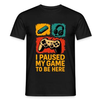 Gamer motif with intermission humor - Men's T-Shirt - black - Front - AI Model Male 178 light (178cm)