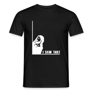 i saw that - Jesus - Jesus sieht alles! - Männer T-Shirt - Schwarz - Vorne - AI Model Male 178 light (178cm)