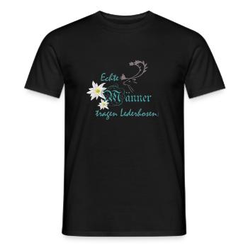 Lederhose - Männer T-Shirt - Schwarz - Vorne - AI Model Male 178 light (178cm)
