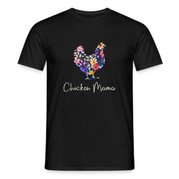 Poulet maman poule fleurs paysanne mignon poulet - T-shirt homme - noir - Devant - AI Model Male 178 light (178cm)