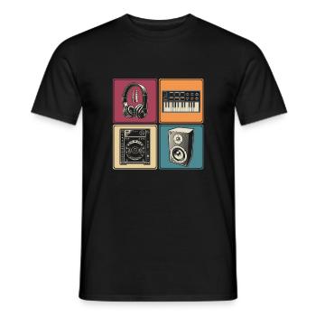 Modular Synthesizer Analog Headphones DJ Musician - Men's T-Shirt - black - Front - AI Model Male 178 light (178cm)