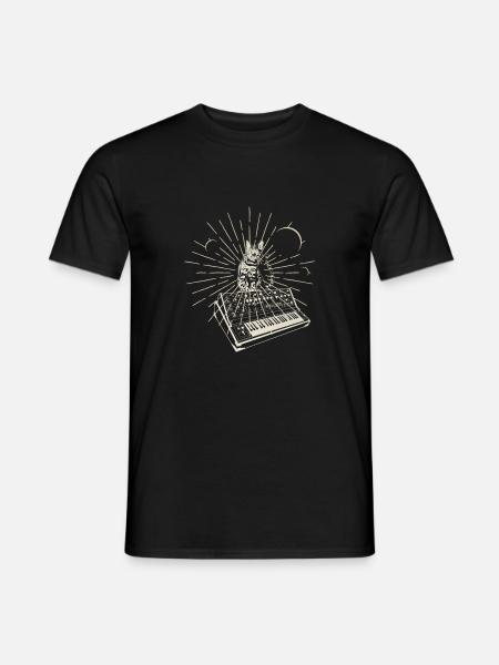 Modular Synthesizer Analog Mond Techno Acid Katze - Männer T-Shirt - Schwarz
