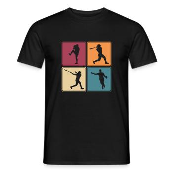 Rétro baseball joueur catcher Pitcher Vintage - T-shirt homme - noir - Devant - AI Model Male 178 light (178cm)