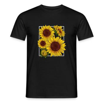 Botanische gelbe Sommer Sonnenblume - Männer T-Shirt - Schwarz - Vorne - AI Model Male 178 light (178cm)
