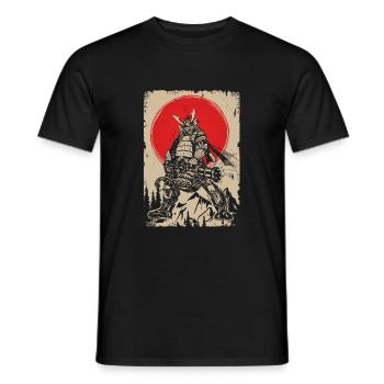 Japanischer Samurai-Krieger mit Gewehr - Männer T-Shirt - Schwarz - Vorne - AI Model Male 178 light (178cm)