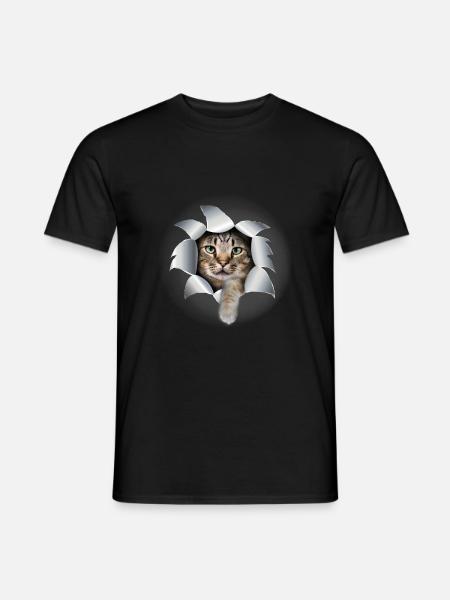Niedliche Katze Pfote Zerrissen Süßes Kätzchen - Mænd T-shirt - sort