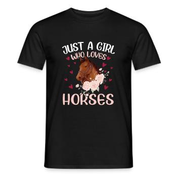 Just A Girl Who Loves Horses Filles Chevaux - T-shirt homme - noir - Devant - AI Model Male 178 light (178cm)