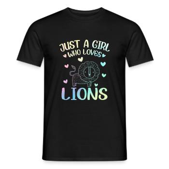 Just A Girl Who Loves Lions Lion Fille Lion - T-shirt homme - noir - Devant - AI Model Male 178 light (178cm)