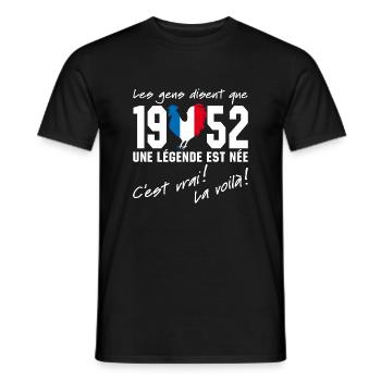 Né en 1952 - Coq aux couleurs françaises - T-shirt homme - noir - Devant - AI Model Male 178 light (178cm)