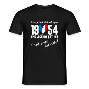 Né en 1954 - Coq aux couleurs françaises - T-shirt homme - noir - Devant - AI Model Male 178 light (178cm)
