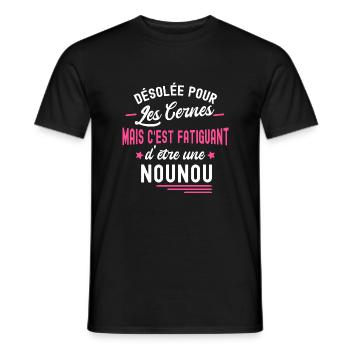 c'est fatiguant d'être une nounou /humour nourrice - T-shirt homme - noir - Devant - AI Model Male 178 light (178cm)