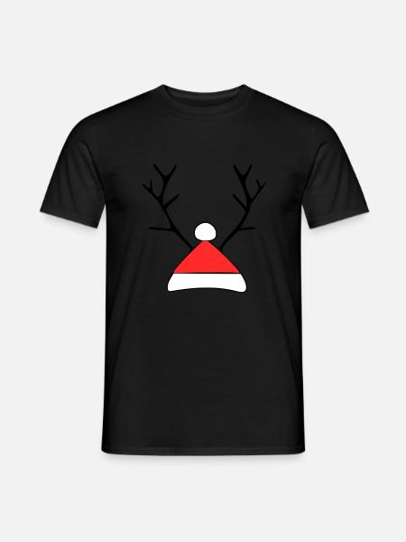 Christmas hat with antlers - Men's T-Shirt - black