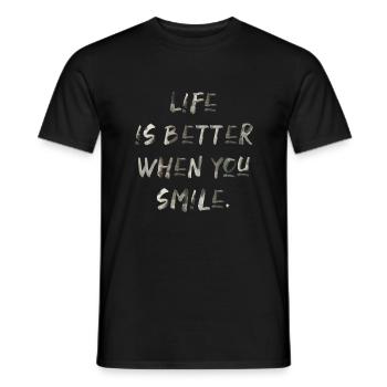 life is better smile English funny saying - Men's T-Shirt - black - Front - AI Model Male 178 light (178cm)