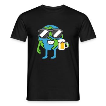 Erde trinkt Bier Earth Day Umwelt Tag Der Erde - Männer T-Shirt - Schwarz - Vorne - AI Model Male 178 light (178cm)