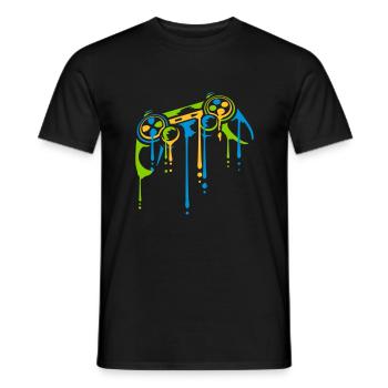 Tropfen Bunter Controller Retro - Männer T-Shirt - Schwarz - Vorne - AI Model Male 178 light (178cm)