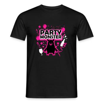 Monstre de fête rose - T-shirt homme - noir - Devant - AI Model Male 178 light (178cm)