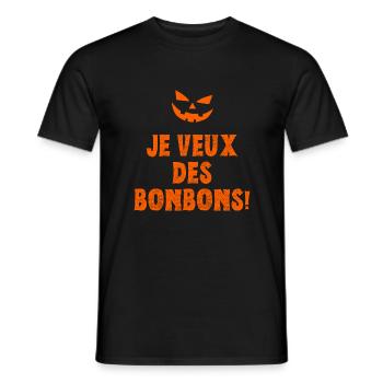 Je veux des bonbons - Halloween - T-shirt homme - noir - Devant - AI Model Male 178 light (178cm)