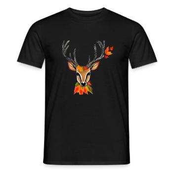 Deerhead in autumn Deer Antlers Goat Fawn 2 - Men's T-Shirt - black - Front - AI Model Male 178 light (178cm)