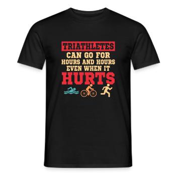 Triathletes can go for hours and hours Triathlon - Men's T-Shirt - black - Front - AI Model Male 178 light (178cm)