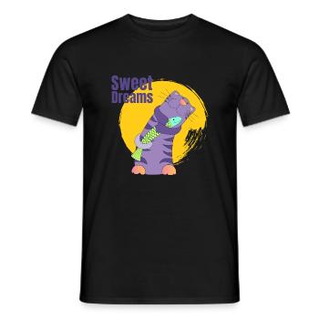 cat cute meow purple stripes animal gift - Men's T-Shirt - black - Front - AI Model Male 178 light (178cm)