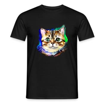Cat Face 3 - Men's T-Shirt - black - Front - AI Model Male 178 light (178cm)