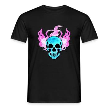 Fire Skull Smoke Pink Skeleton Flames 7 - Men's T-Shirt - black - Front - AI Model Male 178 light (178cm)