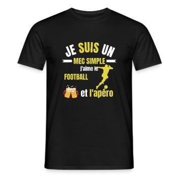 J'aime le football et l'apéro - T-shirt homme - noir - Devant - AI Model Male 178 light (178cm)