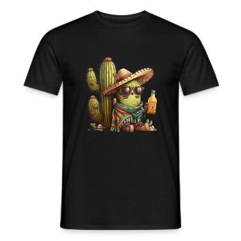 Drôle de cactus avec bière sombrero et lunettes de soleil - T-shirt homme - noir - Devant - AI Model Male 178 light (178cm)