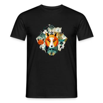 Les animaux géométriques n 2 - T-shirt homme - noir - Devant - AI Model Male 178 light (178cm)