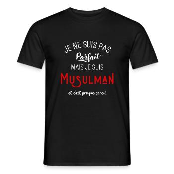 Pas parfait mais musulman - T-shirt homme - noir - Devant - AI Model Male 178 light (178cm)
