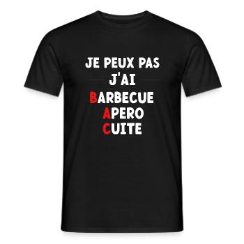 Barbecue apéro cuite cadeau humour homme beauf - T-shirt homme - noir - Devant - AI Model Male 178 light (178cm)