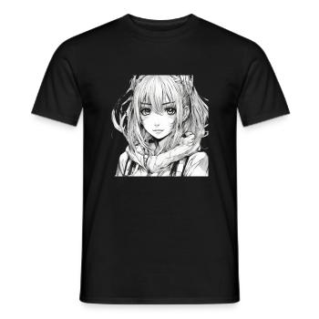 Manga Girl - Männer T-Shirt - Schwarz - Vorne - AI Model Male 178 light (178cm)