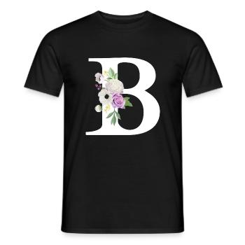 Purple floral letter b - Men's T-Shirt - black - Front - AI Model Male 178 light (178cm)