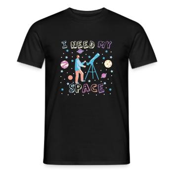 I Need My Space Astronomy Telescope Stargazer - Männer T-Shirt - Schwarz - Vorne - AI Model Male 178 light (178cm)