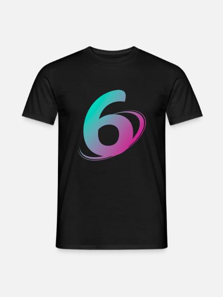 Nummer 6 mehrfarbig - Männer T-Shirt - Schwarz