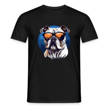 Old english Bulldog mit Sonnenbrille - Männer T-Shirt - Schwarz - Vorne - AI Model Male 178 light (178cm)