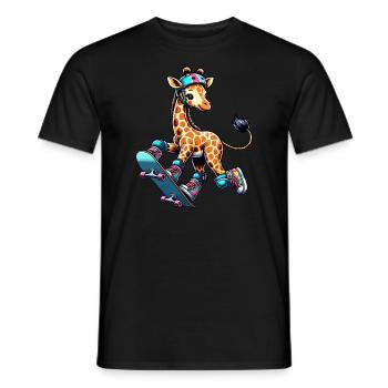 Skater Giraffe auf dem Skateboard - Männer T-Shirt - Schwarz - Vorne - AI Model Male 178 light (178cm)
