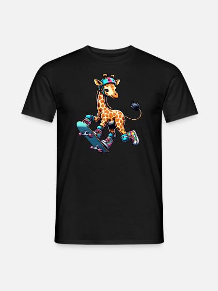 Skater giraffe on skateboard - Men's T-Shirt - black