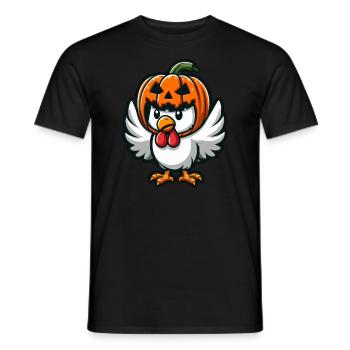 Halloween Pumpkin Chicken Helmet Autumn Funny - Men's T-Shirt - black - Front - AI Model Male 178 light (178cm)