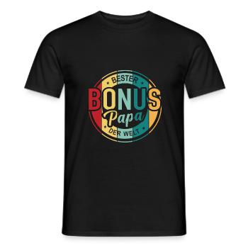 Bonus Papa Bester Bonuspapa Bonusvater T-Shirt - Männer T-Shirt - Schwarz - Vorne - AI Model Male 178 light (178cm)