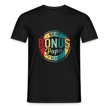 Bonus Papa Bester Bonuspapa Bonusvater T-Shirt - Männer T-Shirt - Schwarz - Vorne - AI Model Male 178 light (178cm)