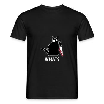 Funny killer cat What - Men's T-Shirt - black - Front - AI Model Male 178 light (178cm)
