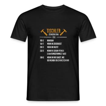 Stundenlohn | Tischler - Männer T-Shirt - Schwarz - Vorne - AI Model Male 178 light (178cm)