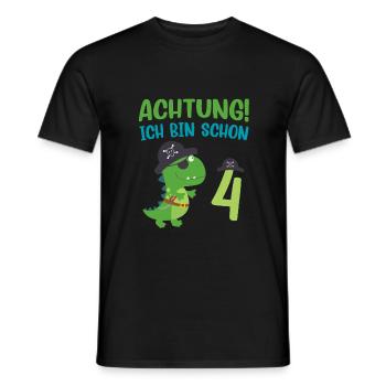 Ich bin 4 Jahre alt Dino Geburtstagsgeschenk - Männer T-Shirt - Schwarz - Vorne - AI Model Male 178 light (178cm)