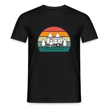 Retro Natur Camping - Männer T-Shirt - Schwarz - Vorne - AI Model Male 178 light (178cm)